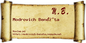 Modrovich Benáta névjegykártya